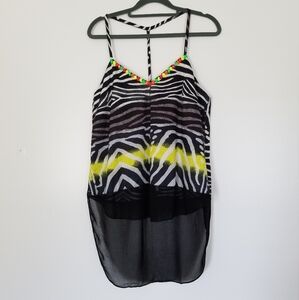 Line & Dot Zebra High Low Zebra Tank Top Large Tunic Animal Print Flowy